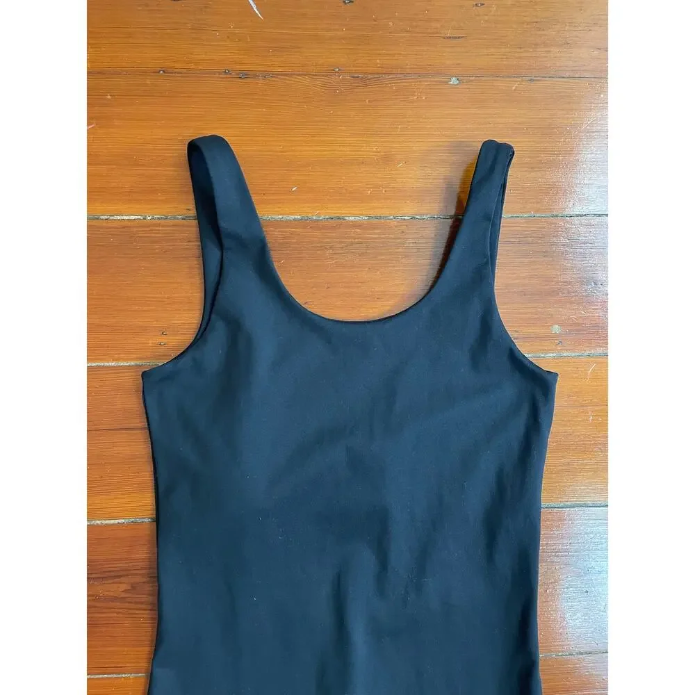 Girlfriend Collective Bike Unitard Black Medium Compressive Romper Built In Bra - Picture 3 of 11